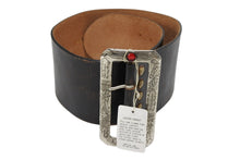 Load image into Gallery viewer, 新品未使用 KAPITAL キャピタル オイルレザーディスコバックルワイドベルト K1709XG560BLK ブラウン レザー スタッズ 4b007562