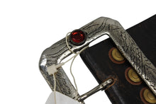 Load image into Gallery viewer, 新品未使用 KAPITAL キャピタル オイルレザーディスコバックルワイドベルト K1709XG560BLK ブラウン レザー スタッズ 4b007562