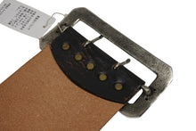 Load image into Gallery viewer, 新品未使用 KAPITAL キャピタル オイルレザーディスコバックルワイドベルト K1709XG560BLK ブラウン レザー スタッズ 4b007562