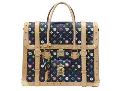 新品同様 LOUIS VUITTON × 村上隆 ルイヴィトン ハンドバッグ サックジギャンティック M92056 ブラック マルチ 中古 4b007566