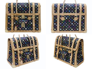 新品同様 LOUIS VUITTON × 村上隆 ルイヴィトン ハンドバッグ サックジギャンティック M92056 ブラック マルチ 中古 4b007566