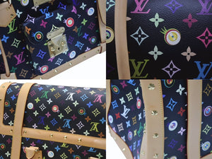 新品同様 LOUIS VUITTON × 村上隆 ルイヴィトン ハンドバッグ サックジギャンティック M92056 ブラック マルチ 中古 4b007566