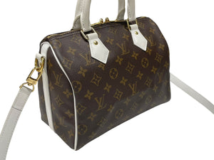 極美品 LOUIS VUITTON ルイヴィトン スピーディ バンドリエール25 ハンドバッグ M20754 モノグラム ブラウン ホワイト 中古 4b007572