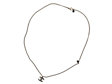 極美品 CHANEL シャネル ラインストーン ココマーク ネックレス 16B刻印 重量8.0g メタル ブラック ゴールド金具 中古 4b007575