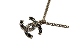 画像をギャラリービューアに読み込む, 極美品 CHANEL シャネル ラインストーン ココマーク ネックレス 16B刻印 重量8.0g メタル ブラック ゴールド金具 中古 4b007575