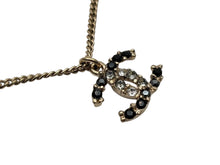 画像をギャラリービューアに読み込む, 極美品 CHANEL シャネル ラインストーン ココマーク ネックレス 16B刻印 重量8.0g メタル ブラック ゴールド金具 中古 4b007575