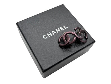 CHANEL シャネル ココマーク 両耳 イヤリング 04P刻印 5.0g クリア パープル メタル 美品 中古 4b007576