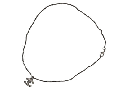 極美品 CHANEL シャネル ラインストーン ココマーク ネックレス 09V刻印 重量5.0g シルバー金具 中古 4b007577