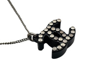 画像をギャラリービューアに読み込む, CHANEL シャネル ココマーク ラインストーン ネックレス 05P刻印 重量6.0g ブラック シルバー金具 美品 中古 4b007578