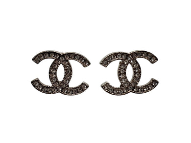 極美品 CHANEL シャネル ココマーク シルバー ラインストーン 両耳ピアス A14V刻印 重量1.4g シルバー金具 中古 4b007582