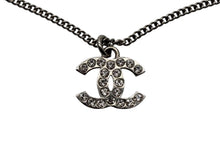 画像をギャラリービューアに読み込む, CHANEL シャネル ココマーク ラインストーン ネックレス 重量4.9g F14V刻印 メタル シルバー 美品 中古 4b007585
