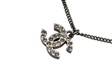 画像をギャラリービューアに読み込む, CHANEL シャネル ココマーク ラインストーン ネックレス 重量4.9g F14V刻印 メタル シルバー 美品 中古 4b007585