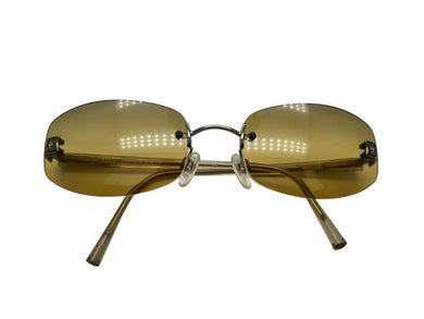 極美品 CHANEL シャネル リムレス サングラス ココマーク イタリア製 プラスチック カーキ 中古 4b007586