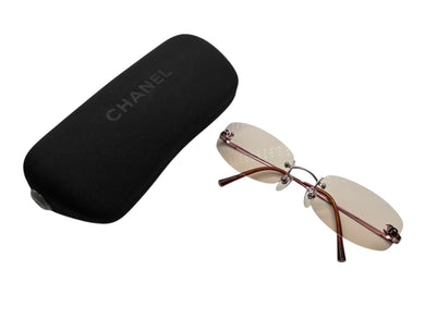 極美品 CHANEL シャネル サングラス リムレス 2014 ココマーク イタリア製 メタル ピンク サイズ54◻︎19 中古 4b007588