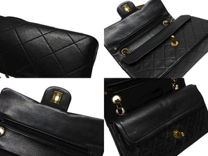 極美品 CHANEL シャネル マトラッセ23 Wフラップ Wチェーンショルダーバッグ A01113 2番台 ココマーク ラムスキン ブラック 中古 4b007593