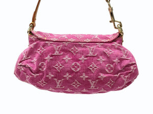 極美品 LOUIS VUITTON ルイヴィトン ミニプリーティ ワンショルダーバッグ M95216 モノグラム デニム ピンク 中古 4b007597