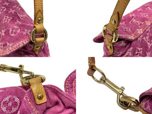 極美品 LOUIS VUITTON ルイヴィトン ミニプリーティ ワンショルダーバッグ M95216 モノグラム デニム ピンク 中古 4b007597