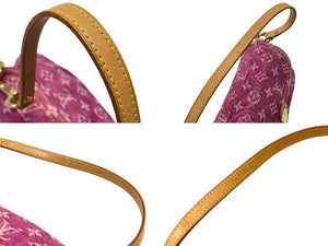 極美品 LOUIS VUITTON ルイヴィトン ミニプリーティ ワンショルダーバッグ M95216 モノグラム デニム ピンク 中古 4b007597