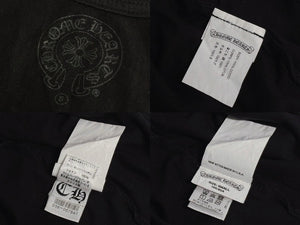 極美品 CHROME HEARTS クロムハーツ V字ネック 半袖Ｔシャツ ホースシュー U.S.A製 コットン ブラック ホワイト サイズS 中古 4b007600