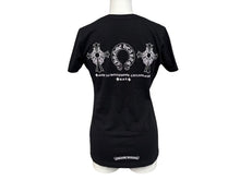 Load image into Gallery viewer, 極美品 CHROME HEARTS クロムハーツ V字ネック 半袖Ｔシャツ ホースシュー U.S.A製 コットン ブラック ホワイト サイズS 中古 4b007600