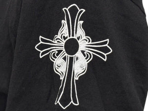 極美品 CHROME HEARTS クロムハーツ V字ネック 半袖Ｔシャツ ホースシュー U.S.A製 コットン ブラック ホワイト サイズS 中古 4b007600