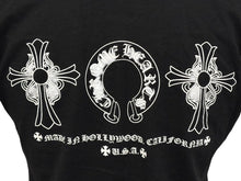 Load image into Gallery viewer, 極美品 CHROME HEARTS クロムハーツ V字ネック 半袖Ｔシャツ ホースシュー U.S.A製 コットン ブラック ホワイト サイズS 中古 4b007600