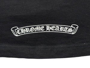 極美品 CHROME HEARTS クロムハーツ V字ネック 半袖Ｔシャツ ホースシュー U.S.A製 コットン ブラック ホワイト サイズS 中古 4b007600