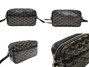極美品 GOYARD ゴヤール カップヴェールPMバッグ ショルダーバッグ CAPVE2PMLTY01CL01P ブラック PVC レザー シルバー金具 中古 4c076223