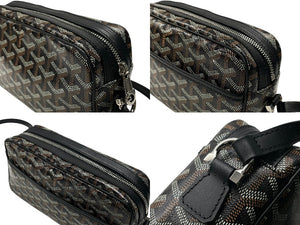 極美品 GOYARD ゴヤール カップヴェールPMバッグ ショルダーバッグ CAPVE2PMLTY01CL01P ブラック PVC レザー シルバー金具 中古 4c076223