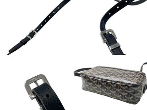 極美品 GOYARD ゴヤール カップヴェールPMバッグ ショルダーバッグ CAPVE2PMLTY01CL01P ブラック PVC レザー シルバー金具 中古 4c076223