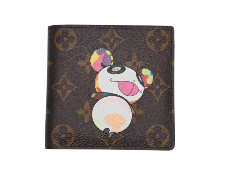 極美品 LOUIS VUITTON ルイヴィトン ポルトフォイユマルコ M61666 二つ折り財布 村上隆 モノグラムパンダ 中古 4b007603