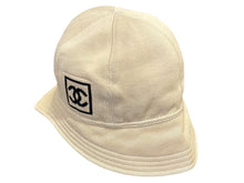 Load image into Gallery viewer, CHANEL シャネル スポーツライン バケットハット ココマーク ベージュ コットン サイズM 美品 中古 4b007605