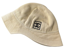 Load image into Gallery viewer, CHANEL シャネル スポーツライン バケットハット ココマーク ベージュ コットン サイズM 美品 中古 4b007605