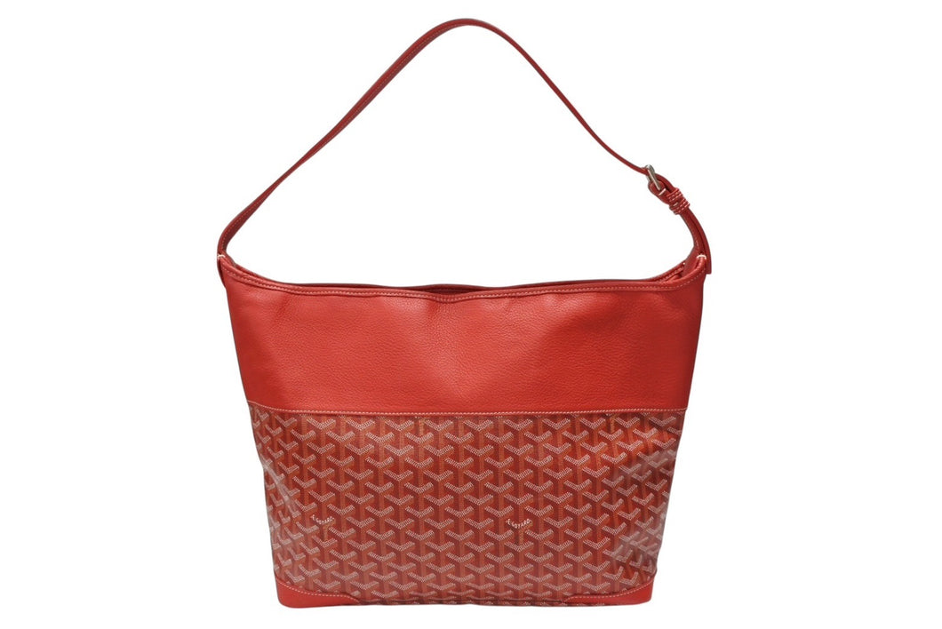 極美品 GOYARD ゴヤール グレナディン ワンショルダーバッグ LUY020131 レザー PVC レッド シルバー金具 中古 4b007607