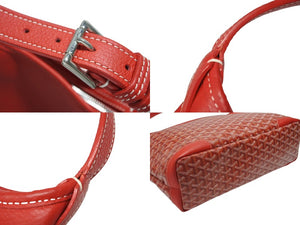 極美品 GOYARD ゴヤール グレナディン ワンショルダーバッグ LUY020131 レザー PVC レッド シルバー金具 中古 4b007607