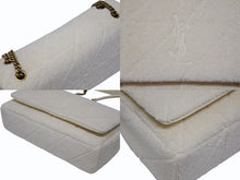 Load image into Gallery viewer, 極美品 YVES SAINT LAURENT イヴサンローラン テリーパッチワーク モノグラム ジェイミー ショルダーバッグ ホワイト ゴールド金具 中古 4b007611