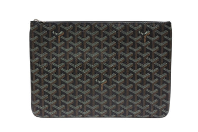 極美品 GOYARD ゴヤール セナMM クラッチバッグ SENAT2MMLTY01CL03P ブラック ブラウン PVC レザー 中古 4b007612