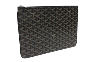 極美品 GOYARD ゴヤール セナMM クラッチバッグ SENAT2MMLTY01CL03P ブラック ブラウン PVC レザー 中古 4b007612