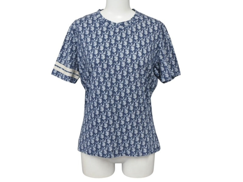 極美品 Christian Dior クリスチャンディオール 半袖Tシャツ 2P12155050 サイズ42 トロッター柄 ネイビー ガリアーノ期中古 4b007613 