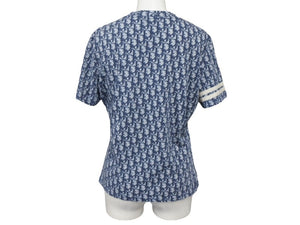 極美品 Christian Dior クリスチャンディオール 半袖Tシャツ 2P12155050 サイズ42 トロッター柄 ネイビー ガリアーノ期中古 4b007613 