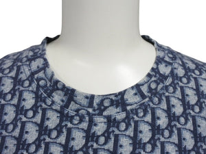 極美品 Christian Dior クリスチャンディオール 半袖Tシャツ 2P12155050 サイズ42 トロッター柄 ネイビー ガリアーノ期中古 4b007613 
