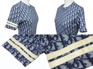 CHRISTIAN DIOR クリスチャンディオール 半袖Tシャツ 2P12155050 サイズ36 トロッター柄 ネイビー ガリアーノ期 美品 中古 4b007615