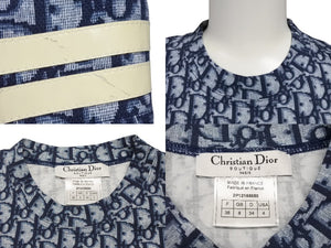 CHRISTIAN DIOR クリスチャンディオール 半袖Tシャツ 2P12155050 サイズ36 トロッター柄 ネイビー ガリアーノ期 美品 中古 4b007615