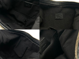 GUCCI グッチ ワンショルダーバッグ ハンドバッグ ホーボー ブラック シルバー金具 GGキャンバス レザー レディース 美品 中古 4b007617