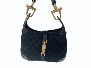 極美品 GUCCI グッチ ニュージャッキー ワンショルダーバッグ 120885 214397 GGキャンバス レザー ブラック ゴールド金具 中古 4b007618