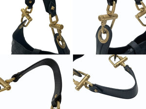 極美品 GUCCI グッチ ニュージャッキー ワンショルダーバッグ 120885 214397 GGキャンバス レザー ブラック ゴールド金具 中古 4b007618