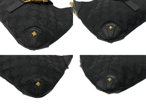 極美品 GUCCI グッチ ニュージャッキー ワンショルダーバッグ 120885 214397 GGキャンバス レザー ブラック ゴールド金具 中古 4b007618