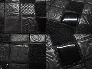 極美品 CHANEL シャネル トートバッグ チョコバー アイコン 10番台 レザー 異素材MIX ブラック シルバー金具 中古 4b007619
