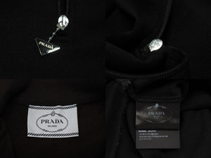 極美品 PRADA プラダ スウェット ワンピース ドレス 2023 WS15420 トライアングルロゴ ブラック シルバー金具 中古 4b007621
