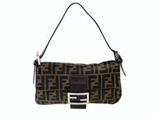 Load image into Gallery viewer, FENDI フェンディ マンマバケット ワンショルダーバッグ ズッカ柄 キャンバス レザー ブラウン シルバー金具 美品 中古 4b007622